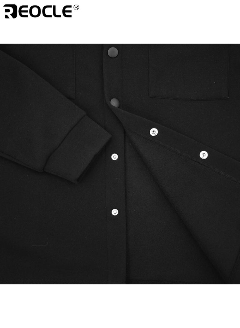 REOCLE Men's Shirt Jacket with Button Down Design and Long Sleeve Feature Lightweight Shacket with Chest Pocket for Fall Casual Work Wear - Image 5