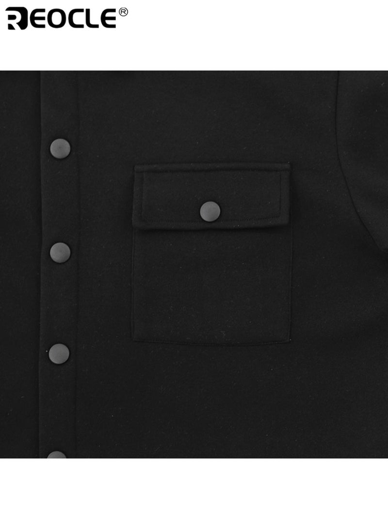 REOCLE Men's Shirt Jacket with Button Down Design and Long Sleeve Feature Lightweight Shacket with Chest Pocket for Fall Casual Work Wear - Image 4