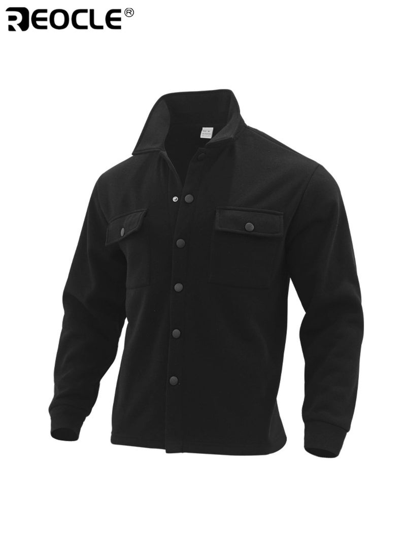 REOCLE Men's Shirt Jacket with Button Down Design and Long Sleeve Feature Lightweight Shacket with Chest Pocket for Fall Casual Work Wear - Image 1