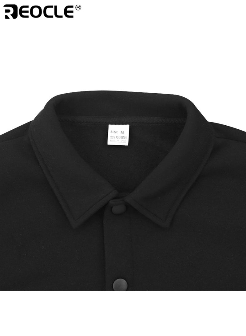 REOCLE Men's Shirt Jacket with Button Down Design and Long Sleeve Feature Lightweight Shacket with Chest Pocket for Fall Casual Work Wear - Image 3