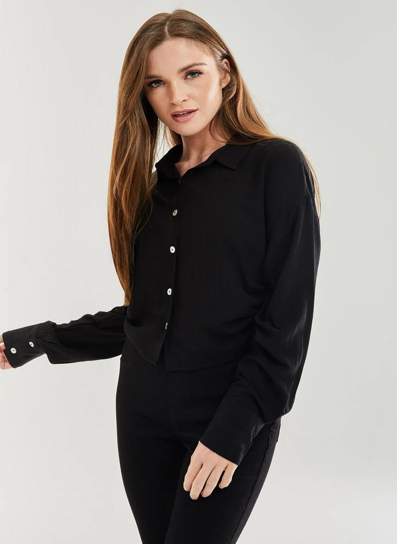 Liquorish Black Tie Side Blouse