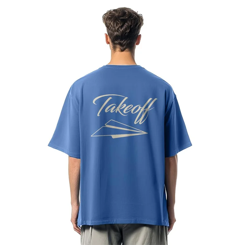 NOBERO تيشيرت رجالي أزرق واسع من نوبرو