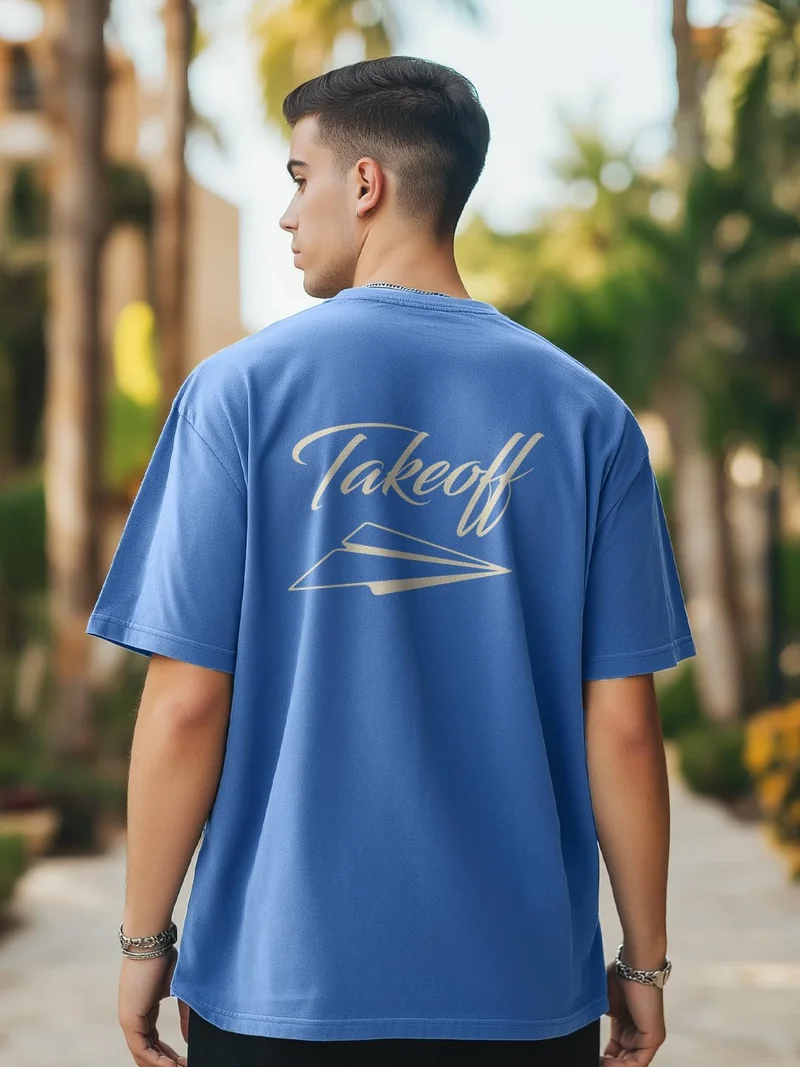 NOBERO تيشيرت رجالي أزرق واسع من نوبرو