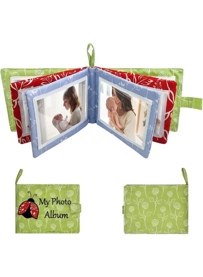 Amzoya Baby Soft Photo Albums My First Family Album Soft Cloth Baby Photo Book My First Family Photo Album -Soft Cloth,Baby Safe,Holds 4x6 Photo Album (Green) - Image 4