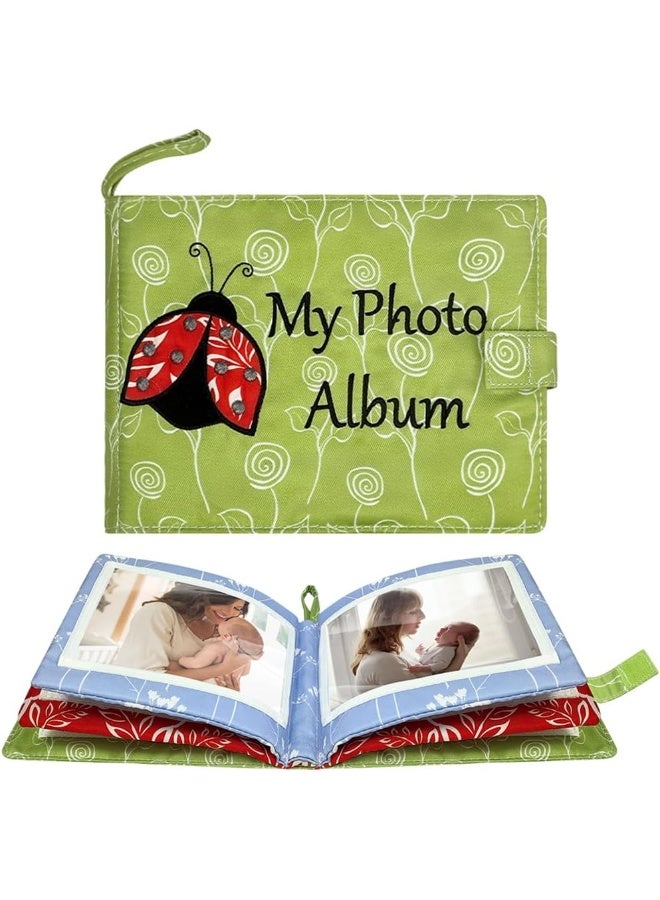 Amzoya Baby Soft Photo Albums My First Family Album Soft Cloth Baby Photo Book My First Family Photo Album -Soft Cloth,Baby Safe,Holds 4x6 Photo Album (Green) - Image 1