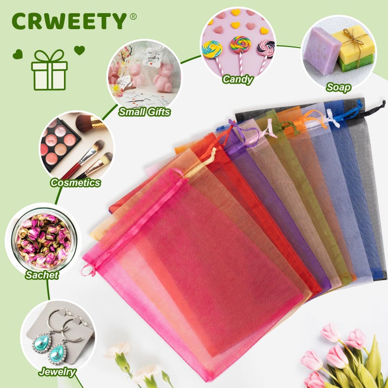 Crweety 50 Pcs 3X4 Inch Green Organza Bags  Small Mesh Bags Drawstring For Gifts  Elegant Jewelry Pouches For Wedding Favor  Spring Party Favor & Christmas St. Patrick 'S Day Decor - Image 5