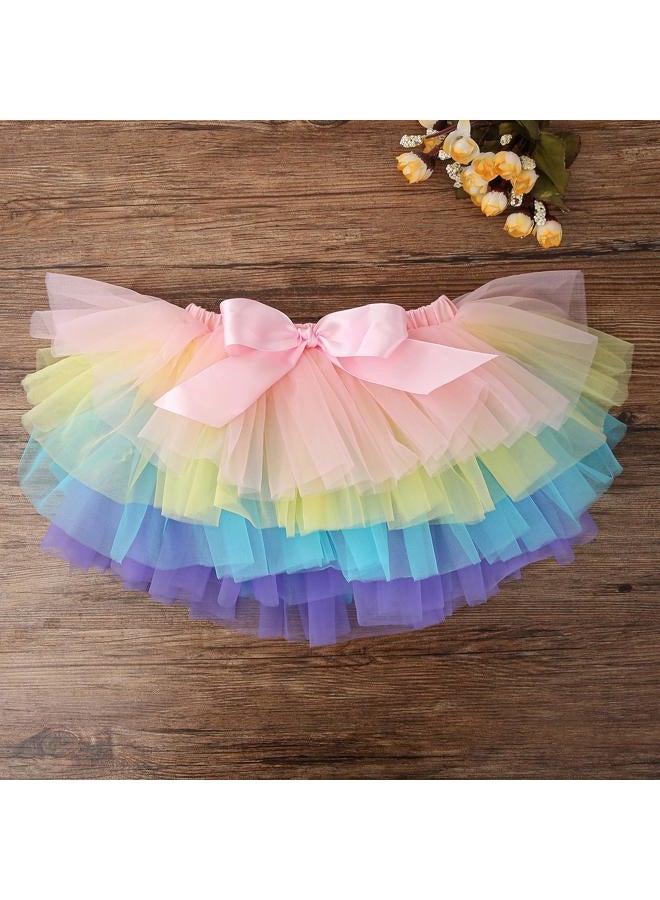 elamccor Baby Girls Tutu Skirt Headband Set Toddler Ruffle Tulle Diaper Covers 6-24 Month, Rainbow, Large - Image 5