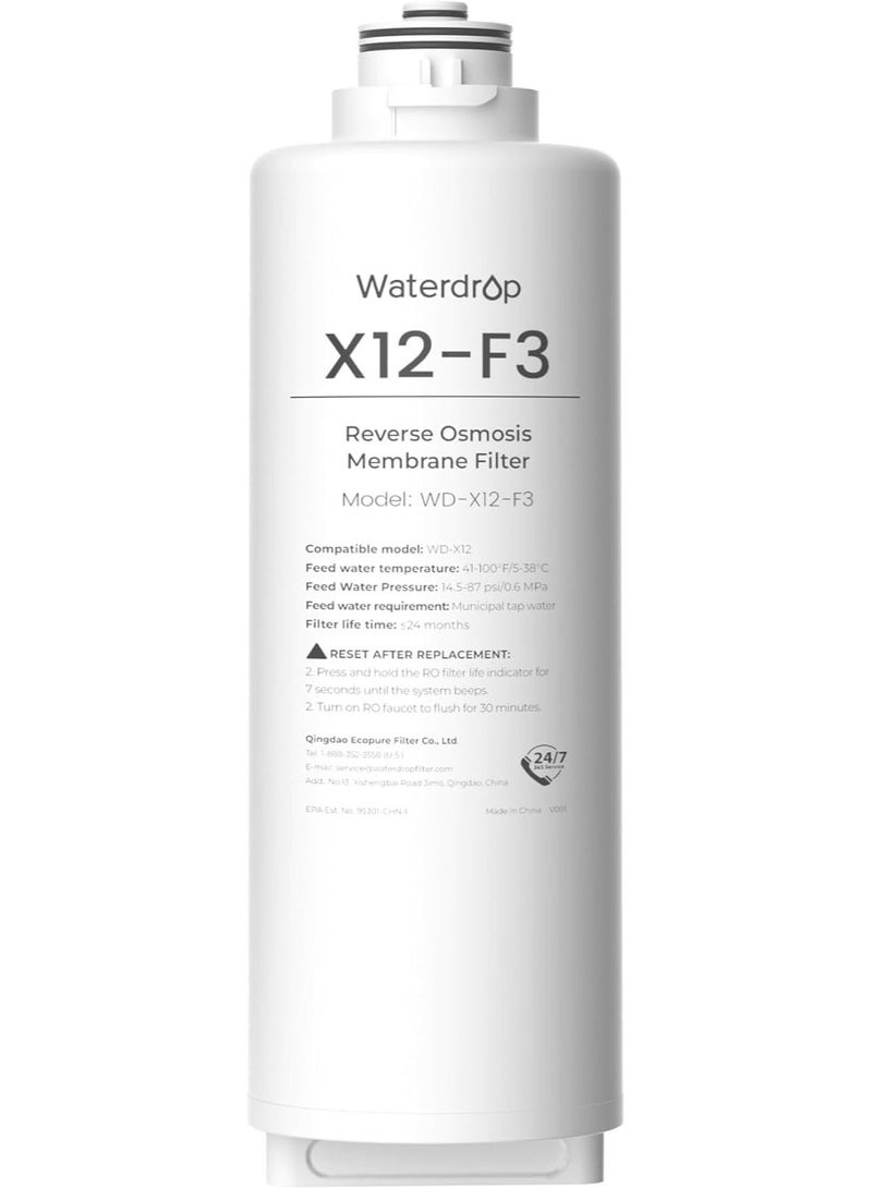 Waterdrop Reverse Osmosis Water Filter System, 11-Stage Filtration UnderSink RO Water Filter, Reduce TDS, PFOA, PFOS, Chlorine, Fluoride, 1200 GPD, Alkaline Mineral pH+,NSF Certified, BPA Free, WD-X12 & Waterdrop WD-X12-F3 Filter, Replacement for WD-X12-Alkaline 1200 GPD Reverse Osmosis System, 24-month Lifetime, Reduce PFAS & Waterdrop WD-F2 Filter, Replacement for WD-X8-Basic & WD-X8-Alkaline & WD-X12-Basic & WD-X12-Alkaline & WD-X16-Alkaline, 6-month Lifetime Bundle - Image 3
