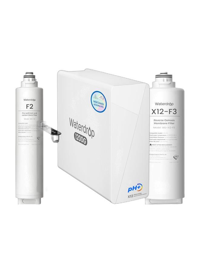 Waterdrop Reverse Osmosis Water Filter System, 11-Stage Filtration UnderSink RO Water Filter, Reduce TDS, PFOA, PFOS, Chlorine, Fluoride, 1200 GPD, Alkaline Mineral pH+,NSF Certified, BPA Free, WD-X12 & Waterdrop WD-X12-F3 Filter, Replacement for WD-X12-Alkaline 1200 GPD Reverse Osmosis System, 24-month Lifetime, Reduce PFAS & Waterdrop WD-F2 Filter, Replacement for WD-X8-Basic & WD-X8-Alkaline & WD-X12-Basic & WD-X12-Alkaline & WD-X16-Alkaline, 6-month Lifetime Bundle - Image 1