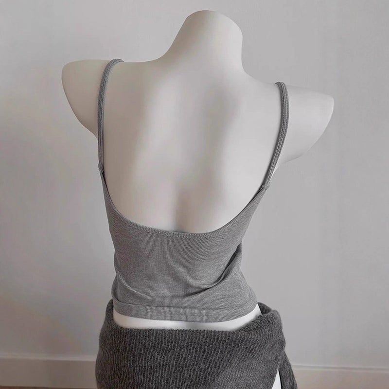 Women's Hollow-Out Backless Camisole with Built-in Bra and Padding - Image 1