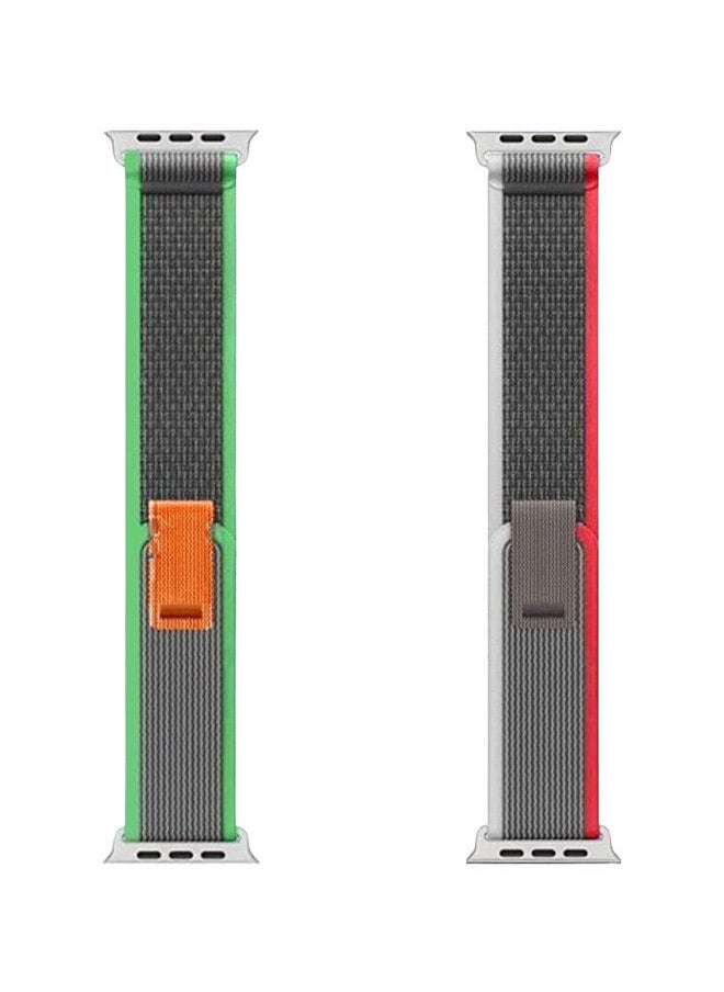 YOMNA (Pack of 2)YOMNA Trail Loop Compatible with Apple Watch Band 49/45/44/42mm, Nylon Weave Sport Loop Men Women Adjustable Pull Tab Strap for Apple Watch Ultra iWatch All Series-(Red/Green)  - Image 4