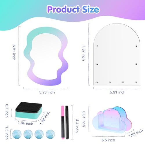 MoKo Locker Accessories Set, 5 in 1 Back to School Supplies College Essentials Includes Magnetic Acrylic Board, Locker Mirror, Markers Holder,Marker Pens and Locker Magnets - Image 3