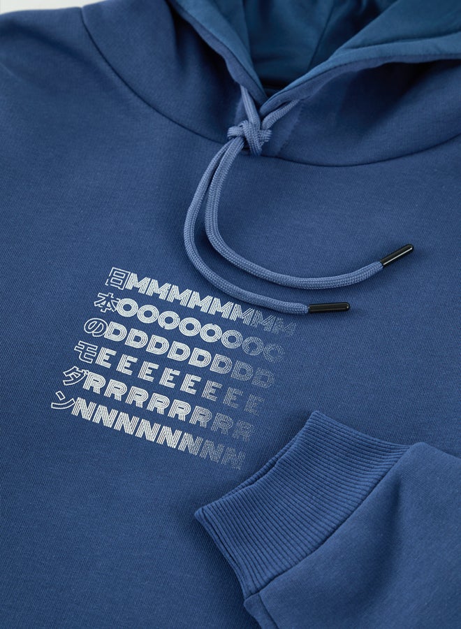 trendyol Indigo Oversize/Wide Cut Fleece Inside/Warm Sweatshirt - Image 2