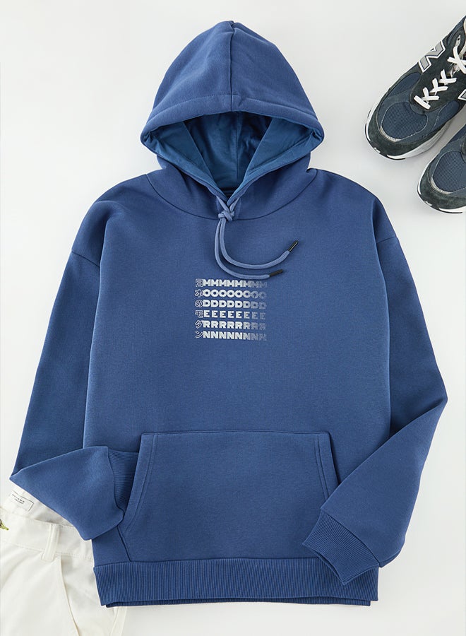 trendyol Indigo Oversize/Wide Cut Fleece Inside/Warm Sweatshirt - Image 1