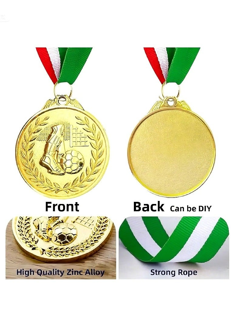 12 pieces of football MEDALS suitable for both children and adults. Metal MEDALS, gold medal football party gifts, prizes and gifts, sports football matches, football events.  - Image 4