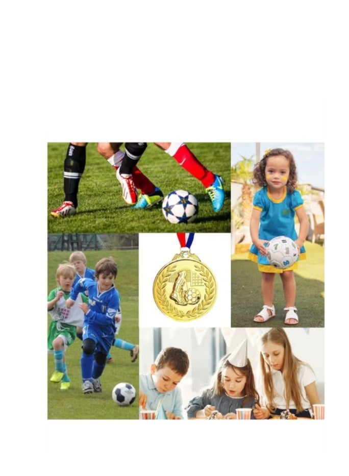 12 حزمة من ميداليات كرة القدم المعدنية مع أشرطة، ميداليات الفائزين بالميداليات الذهبية، ميداليات كرة القدم لهدايا فريق كرة القدم، ألعاب كرة القدم تفضل الجوائز للأطفال البالغين، 2 بوصة - Image 4