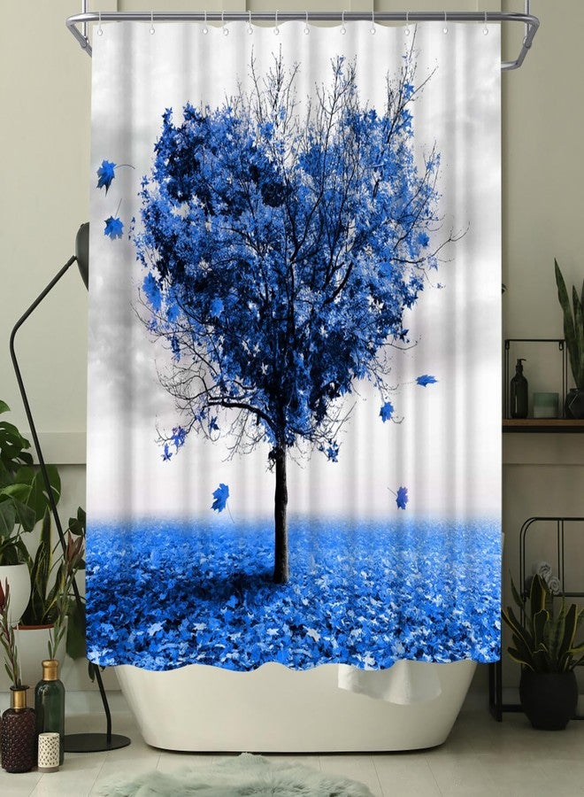 WELMECO Blue Shower Curtain Love Heart Tree Shower Curtain Bathroom Decor Polyester Fabric, 72x72inch - Image 3