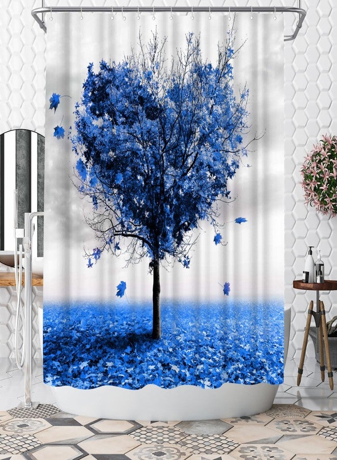 WELMECO Blue Shower Curtain Love Heart Tree Shower Curtain Bathroom Decor Polyester Fabric, 72x72inch - Image 1