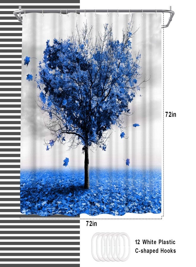 WELMECO Blue Shower Curtain Love Heart Tree Shower Curtain Bathroom Decor Polyester Fabric, 72x72inch - Image 4