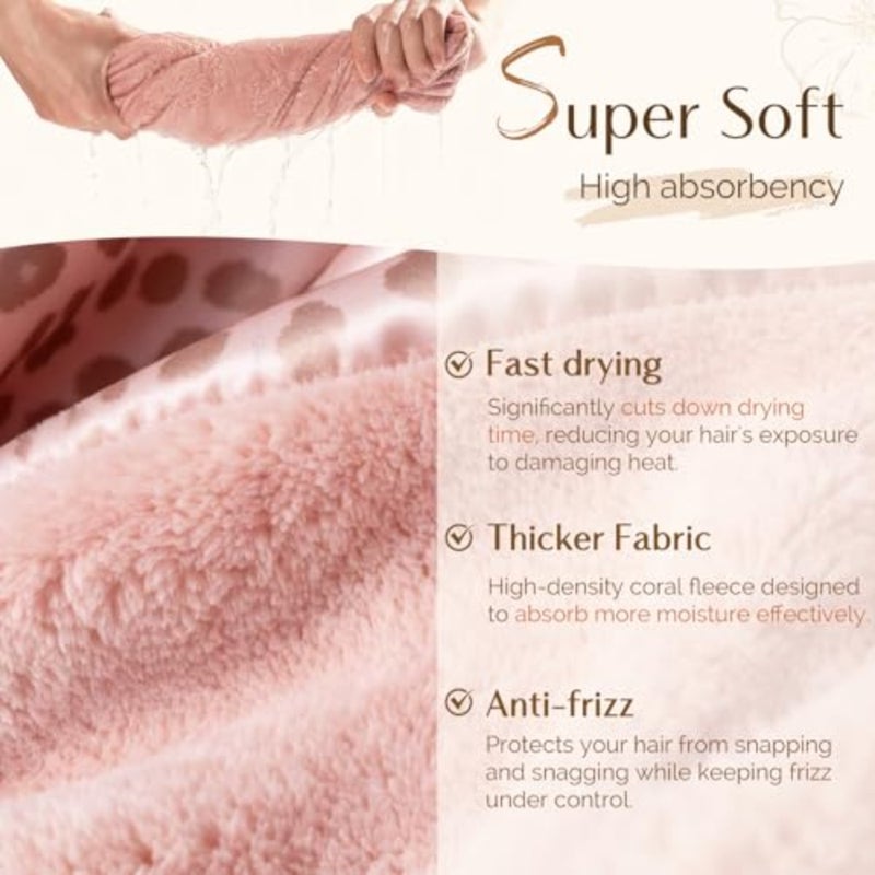 Satin Microfiber Hair Towel Wrap for Women, Fast Drying, Ultra Absorbent, Head Turban with Elastic for All Hair Types - Image 2