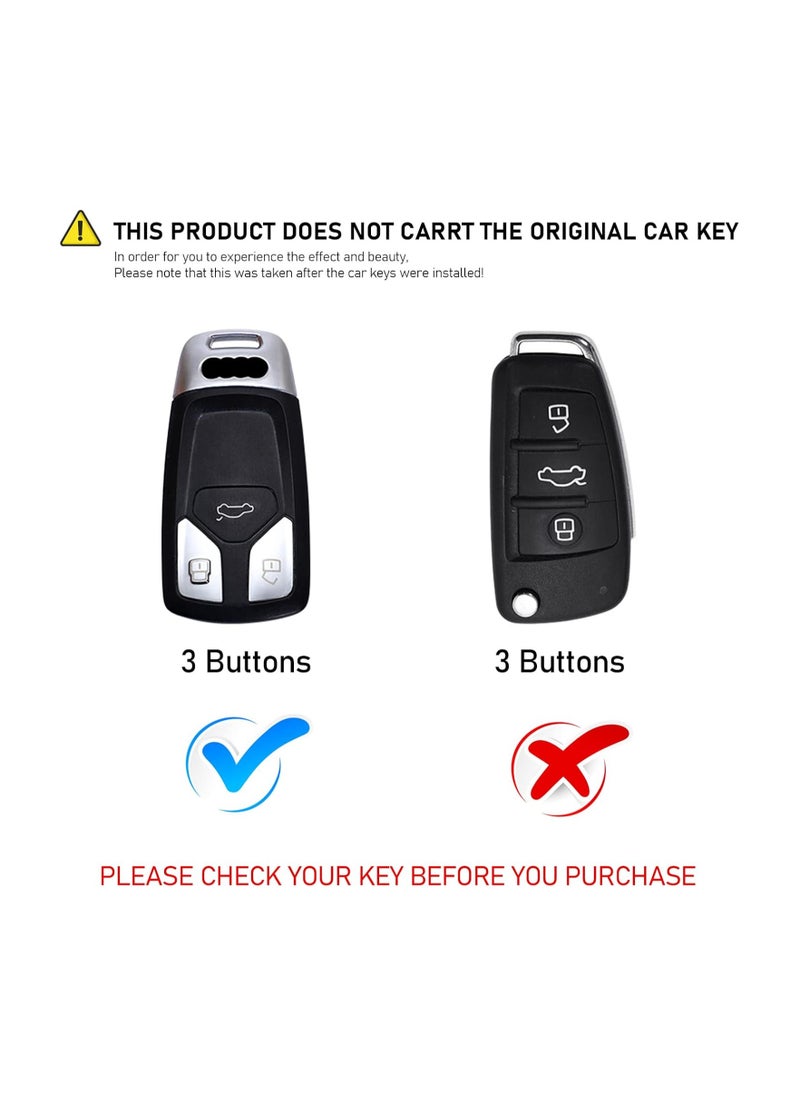 Generic - Car Key Cover for Audi - B3 Buttons TPU Silicone Remote Key Fob Case - Compatible with A1 A3 A4 A5 A6 Q3 Q5 Q7 S3 S4 RS5 RS6 TT - Keyless Entry Shell Protector with Keychain - Black - Image 1