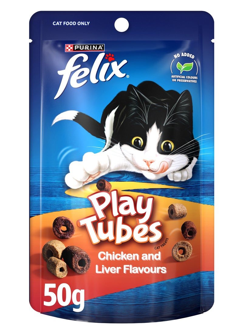 Purina Felix Play Tubes Chicken & Liver Flavours Dry Cat Treats 50g  - Image 1