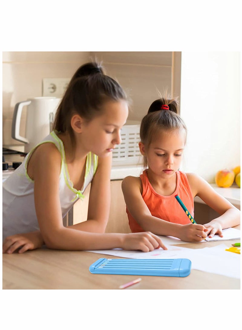 KASTWAVE Pencil Case, Small Pencil Case for Kids, Plastic Pencil Case Cute Hard Pencil Box with 5pcs Pencils, Eraser and Ruler, for School Supplier (Blue) - Image 2