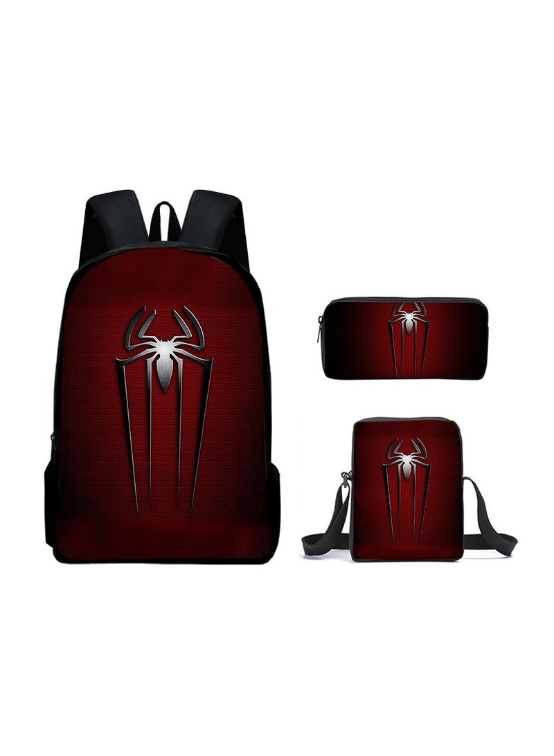 Boys Spider-Man Superman Printed Student Cartoon Schoolbag Backpack 29*16*42CM + Shoulder Bag 19*6*23CM + Pen Bag 24*7*11CM Three-piece Set - Image 1