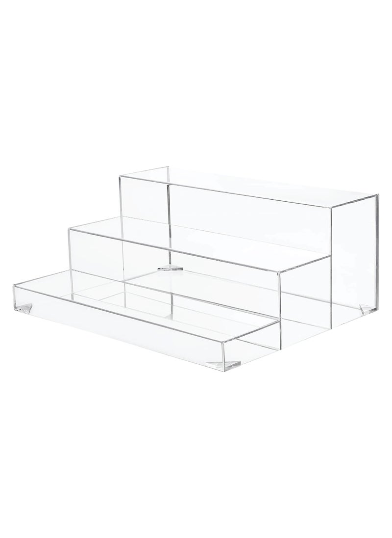 SMARTPOINTS 3-Tiers Assembled Back Bar Bottle Rack Display, Clear Acrylic Stand Riser 15x6x12 inches  - Image 1