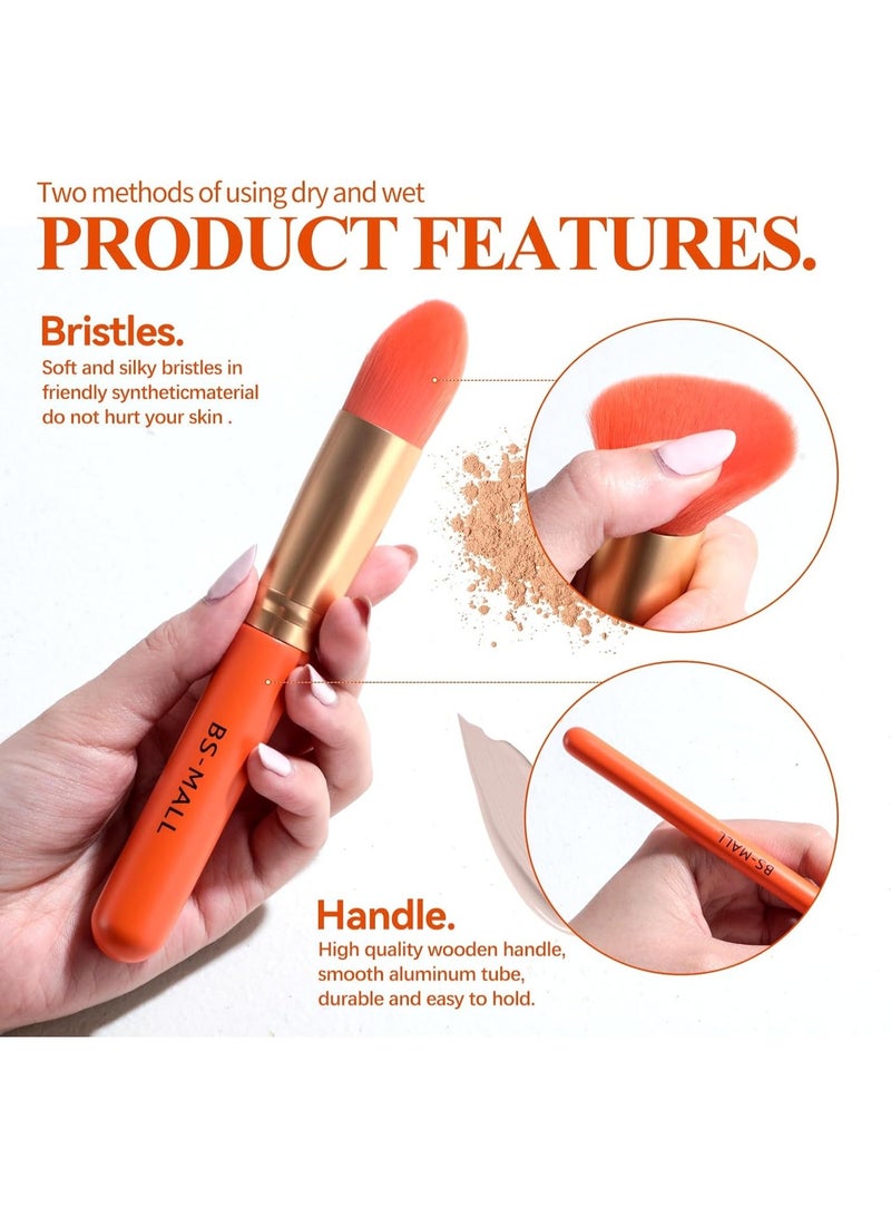 BS Mall BS-MALL Makeup Brush Set 14 Pcs With Case - Foundation Brush, Concealer Brush, Blush Brush & Flawless Application – Complete Luxury Cosmetic Brush Kit For Travel & Daily Use - Orange - Image 4