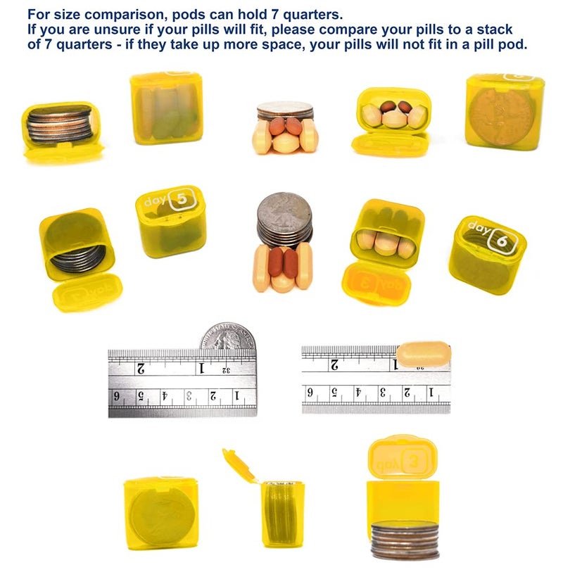 pill thing AM/PM 31 Day Monthly Pill Organizer Holder with Removable Medication Pods and Bonus Medical Alert Card - Blue for Morning & Grey for Evening (Blue & Yellow) - Image 5