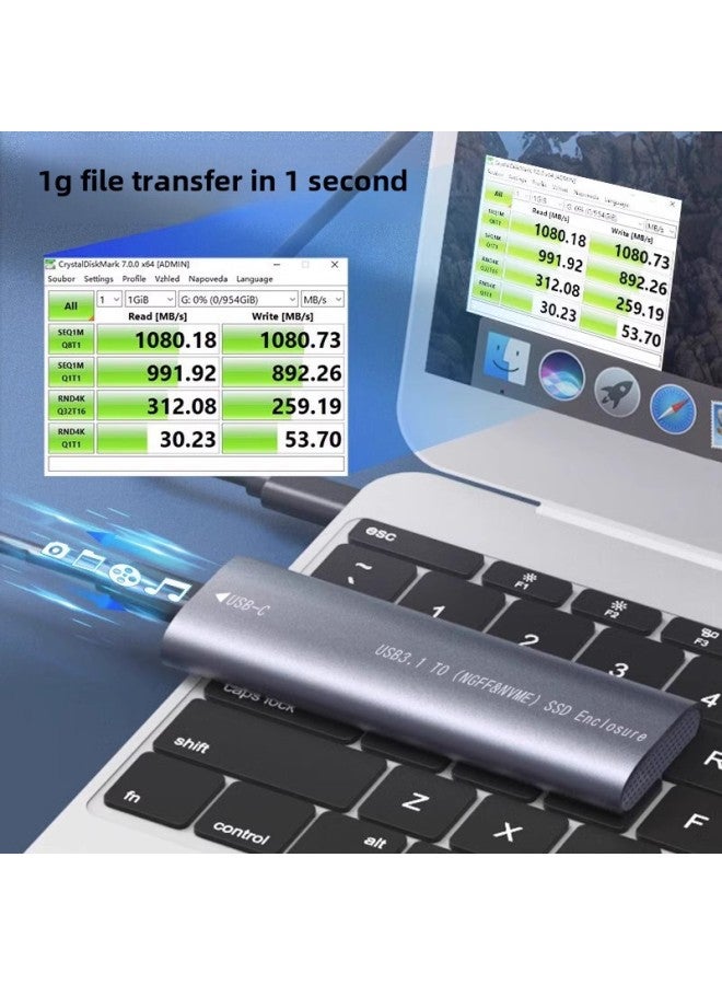 The M2 Mobile Hard Disk Box Dual Protocol Solid State Hard Disk Box NVME/NGFF Mechanical Reader Aluminum Bulk Bz-Color:▓〖ngff Single Protocol〗5gbps With Usb+type-c Cable+protective Case░ - Image 2