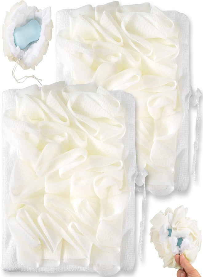 SmallCat 2 Pcs Soap Loofah Pouch, 2 in 1 Soap Bar Loofah, Washable Bar Soap Loofahs Pouch, Loofahs for Bar of Soap Cleansing and Smooth Skin (White) - Image 1