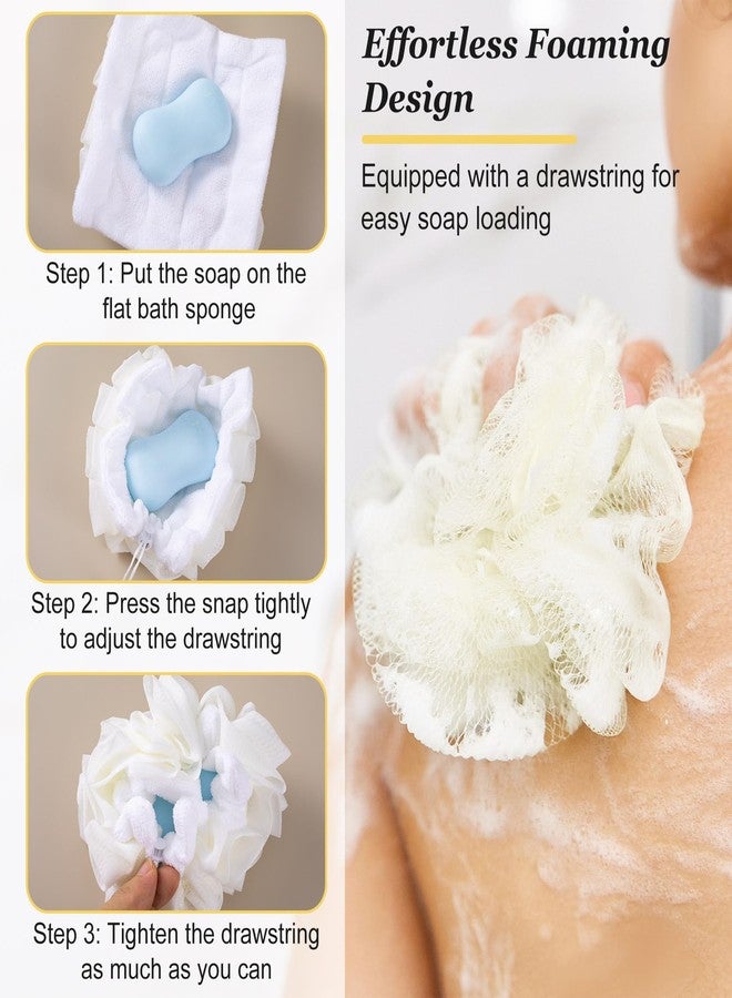 SmallCat 2 Pcs Soap Loofah Pouch, 2 in 1 Soap Bar Loofah, Washable Bar Soap Loofahs Pouch, Loofahs for Bar of Soap Cleansing and Smooth Skin (White) - Image 3