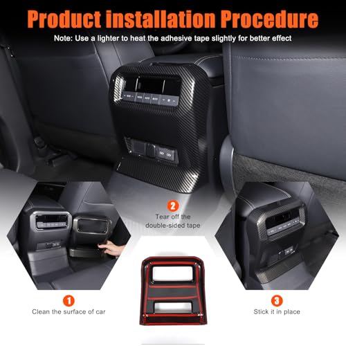 Heutamo Rear Air Condition Vent Frame Cover Trim Compatible with Toyota Land Cruiser Prado 250 J250 LC250 2024 2025 Accessories, ABS Rear Air Conditioning Vent Anti Kick Cover(Carbon Fiber Pattern) - Image 3
