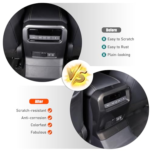 Heutamo Rear Air Condition Vent Frame Cover Trim Compatible with Toyota Land Cruiser Prado 250 J250 LC250 2024 2025 Accessories, ABS Rear Air Conditioning Vent Anti Kick Cover(Carbon Fiber Pattern) - Image 2