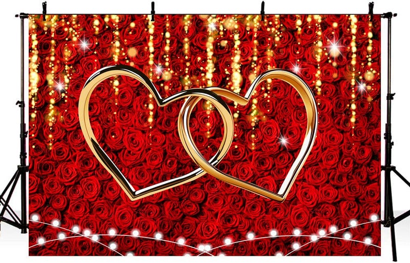 RUYI Red Rose Valentines Backdrop for Photography Love Hearts Decorations Backdrop 7x5FT Wedding Bridal Shower Anniversary Party Decor Supplies Photo Props (84x60 inch) - Image 2