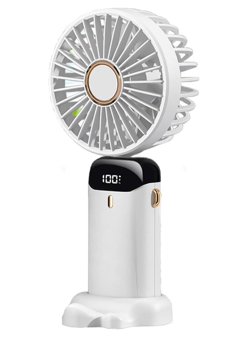 Denx Portable Electric Handheld Fan USB Rechargeable Hand-Held Hanging Freestanding Small Fans with 5-Speed/Modes and Power Display ,14-22 Hours Runtime Powerful Fans for Home Travel Office Outdoor - Image 1