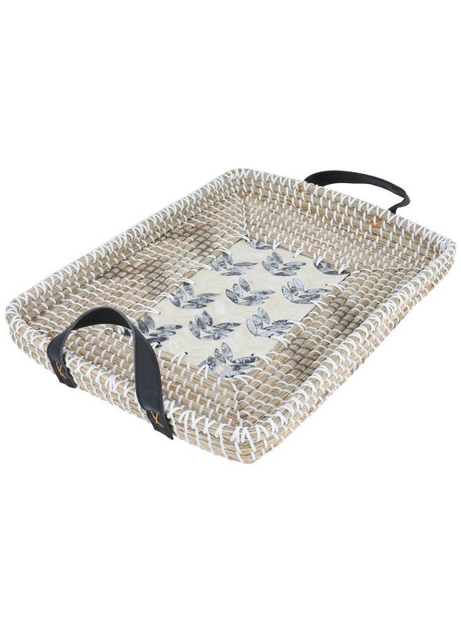 Alsaif Wicker Serving Tofir 47 X 35 X 4.5 Cm Rectangle Beige White  - Image 1