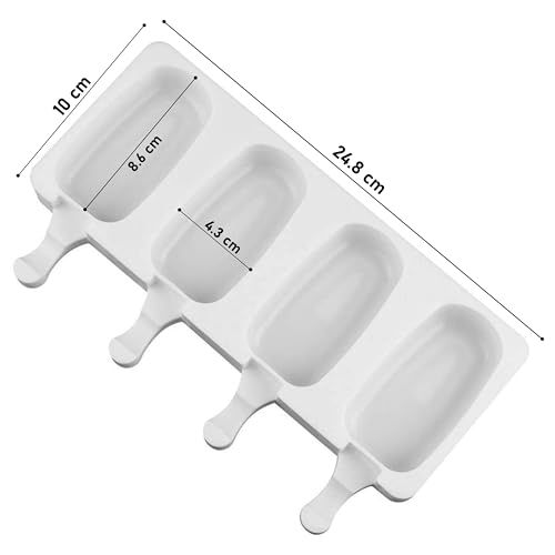 MoldBerry 4 Cavity Big Oval Silicone Cakesicle Mould | Silicone Ice Cream Mould | Chocolate Cakesicle & Popsicle Mold | Food-Grade BPA Free | Reusable Non-Stick Popsicle Mold (Multicolor, Pack of 1) - Image 2