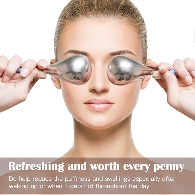 VXDAS Ice Globes for Face and Eyes Stainless Steel Cryo Sticks Roller Gua Sha Scarping Tool for Spa Beauty Massage Facial Skin Care Kits with Storage Case for Puffiness Reducing Jawline Sculpting - Image 3