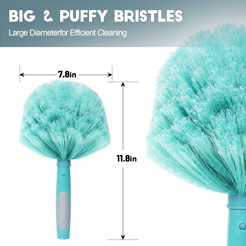 TelesPro 20 Feet High Reach Cobweb Duster with 5-12Ft Extension Pole, Webster Cobweb Duster with 3-Stage Telescopic Aluminum Pole, Spider Web Brush for Outdoor & Indoor Cleaning - Soft Bristles. - Image 2