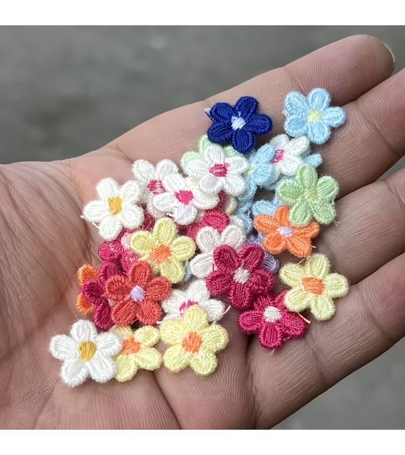 32pcs Hand Embroidered Daisy Flower Patches For Crochet Crafts DIY Sewing - Image 4