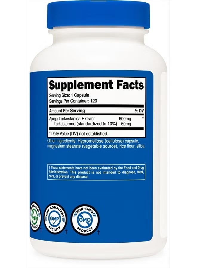 Nutricost, Performance, Turkesterone, 600 mg, 120 Capsules - Image 2