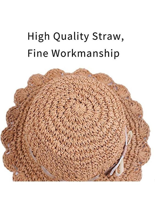 Generic - Baby Girl Straw Hat Outdoor Baby Sun Protection Hats Summer Bowknot Beach Cap for Infant Toddler Girls - Image 1