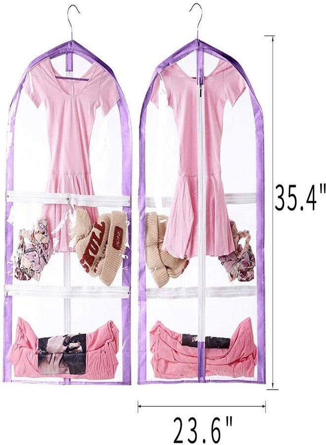 Cohpoh Waterproof Hanging Garment Bag,Garment Bags for Hanging Clothes,Clear Kids Dance Costume Garment Bag for Sports,Skating,Theatre,Beauty Pageants - Image 2
