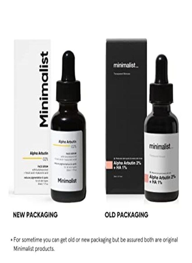 MINIMALIST - Minimalist 2% Alpha Arbutin Serum for Pigmentation & Dark Spots Removal | Anti-pigmentation Face Serum For Men & Women with Hyaluronic Acid to Remove Blemishes, Acne Marks & Tanning - Image 1