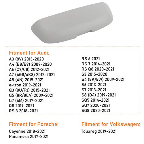 TTCR-II حافظة نظارات شمسية داخلية TTCR-II متوافقة مع أودي A3 A4 A6 A7 A8 Q3 Q5 Q7 Q8 RS3 RS6 RS7 S3 S4 S6 S7 S8 SQ5 SQ7 SQ8، لسيارة بورش كايين باناميرا، لحامل زجاج تويوتا كامري وأفالون رمادي فاتح - Image 2