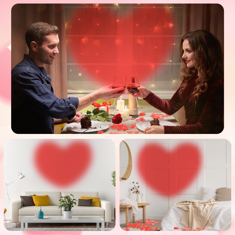 Glooglitter Heart Shaped Projection Lamp with 1000 Rose Petals Valentine's Day Sign Novelty Indoor Lamps USB Powered Romantic Night Light for Him Room Decorations Marry Me Proposal Weddings (Red) - Image 5