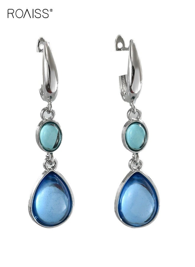 roaiss Vintage Style Jewelry Geometrically Set with Gemstone Design High End Earrings Versatile Long Drop Ear Accessories - Image 4